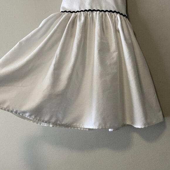 Handmade Children's 100% Cotton White Grosgrain Black Tie Spaghetti Strap Dress - Picture 9 of 10